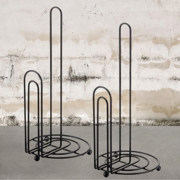 Home Basics Minimalist Wire Paper Towel Holder Dispenser Stand Black Set of 2 . - Picture 8 of 12